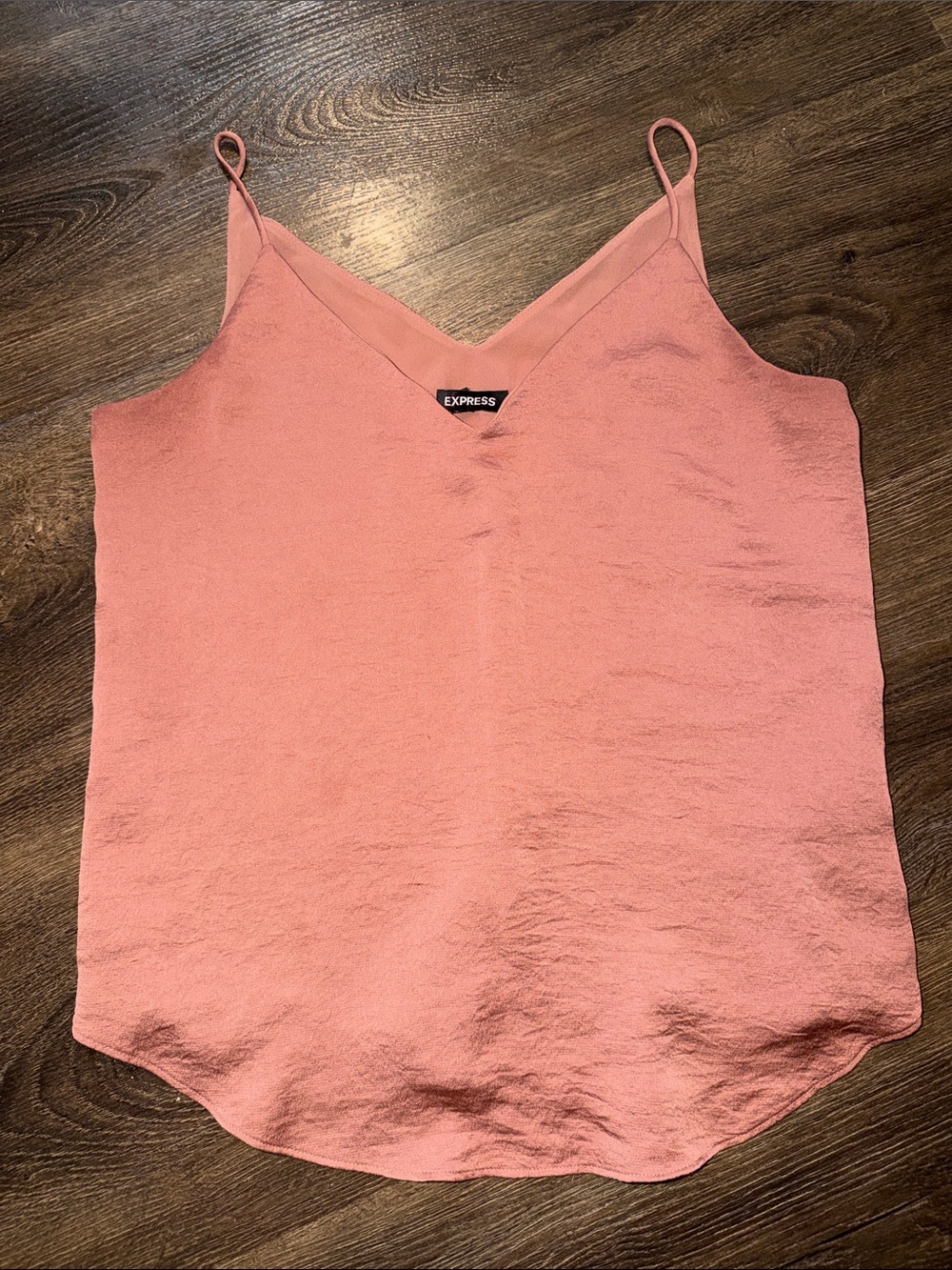 Express Women's Rose Pink V-Neck Satin Cami